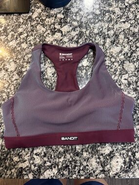 Bandit Maroon Pinstripe Racerback Sports Bra